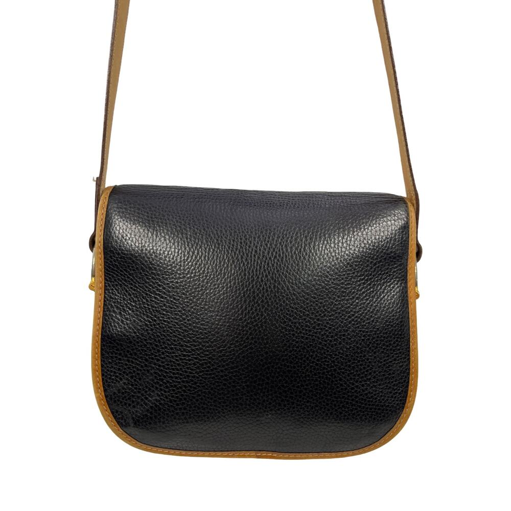 Celine Vintage Leather Crossbody Bag Black Brown Flap Italy Minimalist - Picture 6 of 15